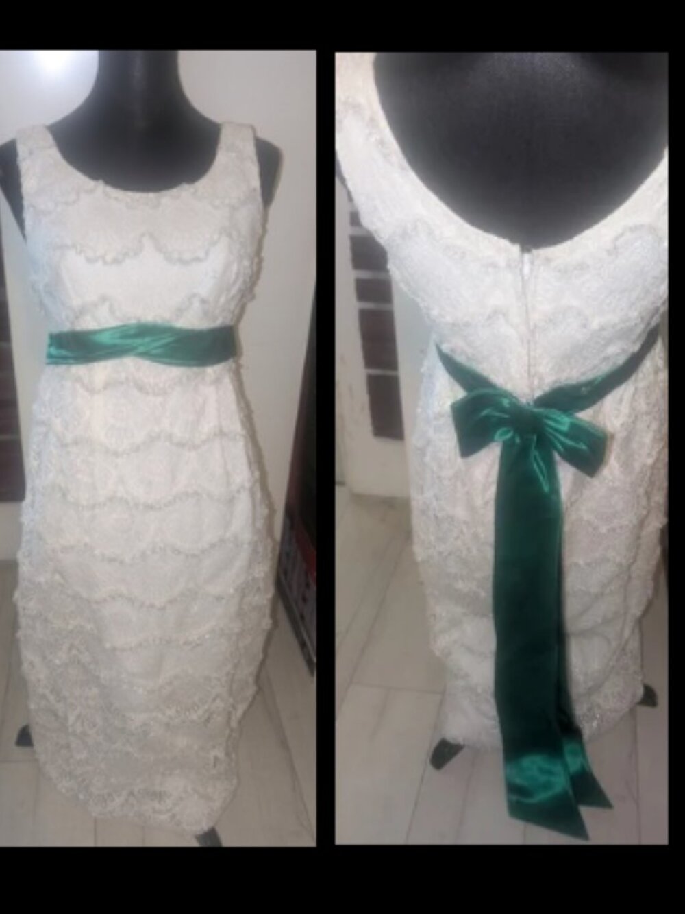 Vintage 1960s Beautiful Empire Waisted Lace Dress Womens Size S